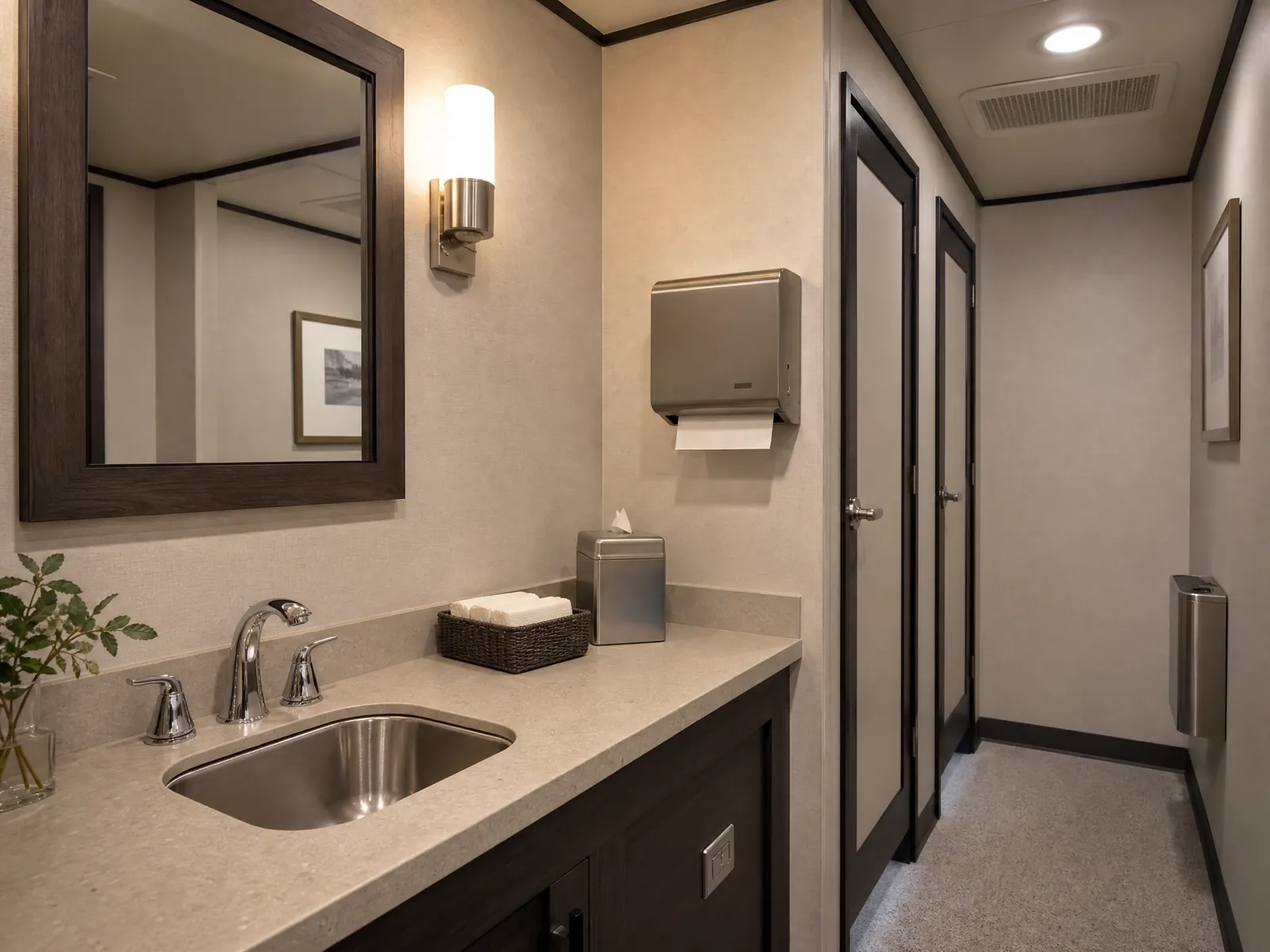 Restroom trailers portable sanitation setup